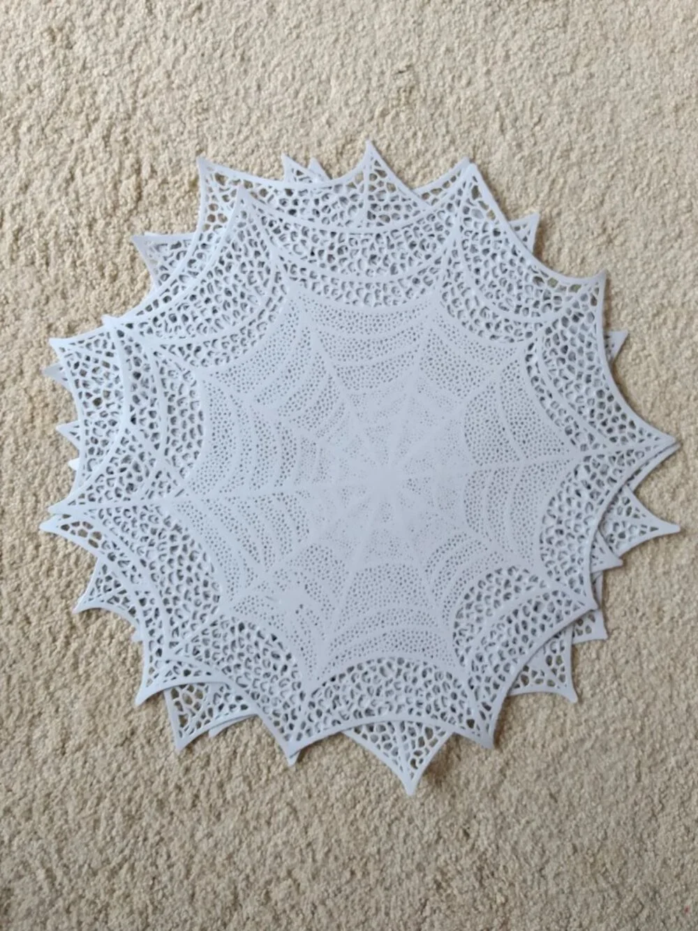 Set of 5 Halloween SILVER Vinyl Spiderweb Placemats 18